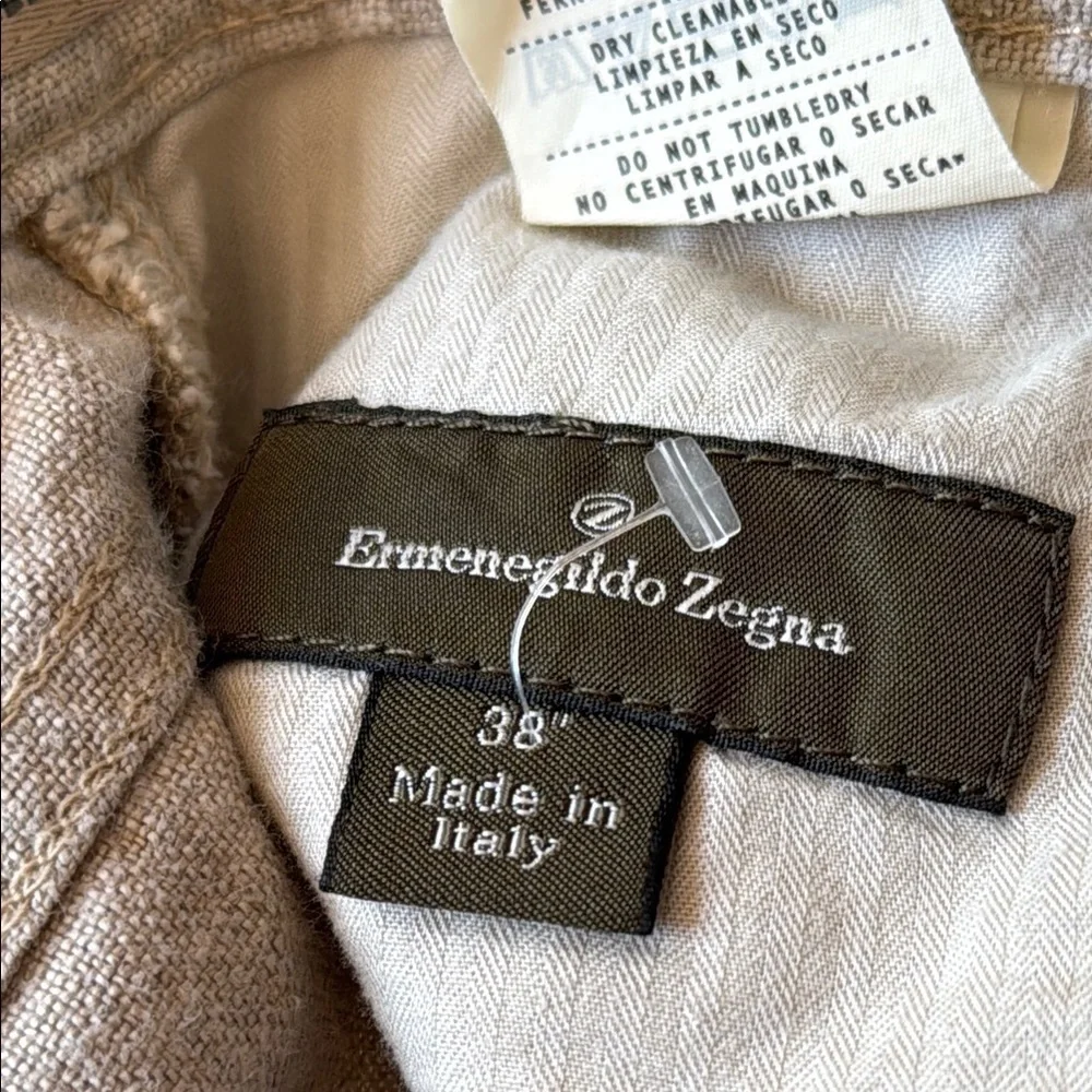 Ermenegildo Zegna Men’s 38 Tan Chinos Classic Linen Style